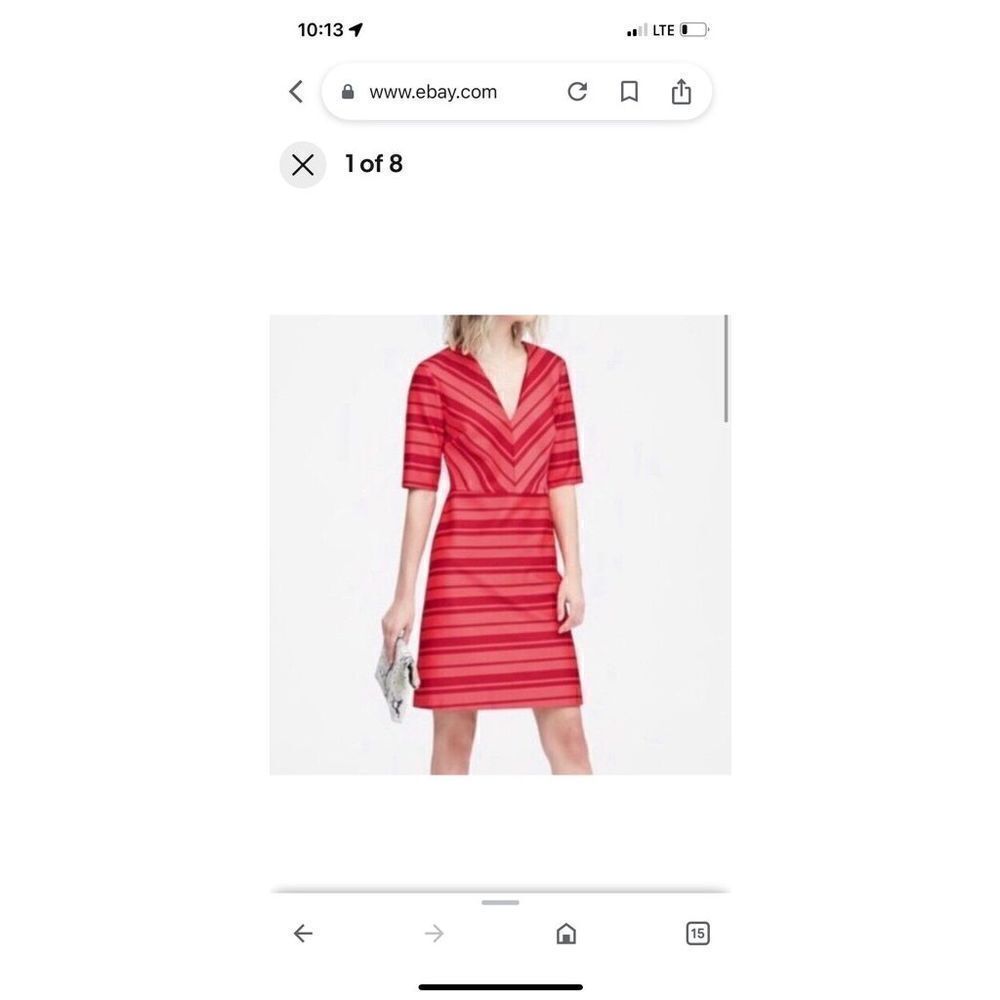 Banana Republic Red Stripped V Neck Fit and Flare Dress size 2